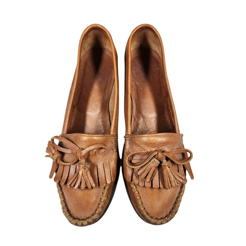 Vintage Cole Haan Brown Leather Tassel Loafers Preppy Academia Old Money 6.5